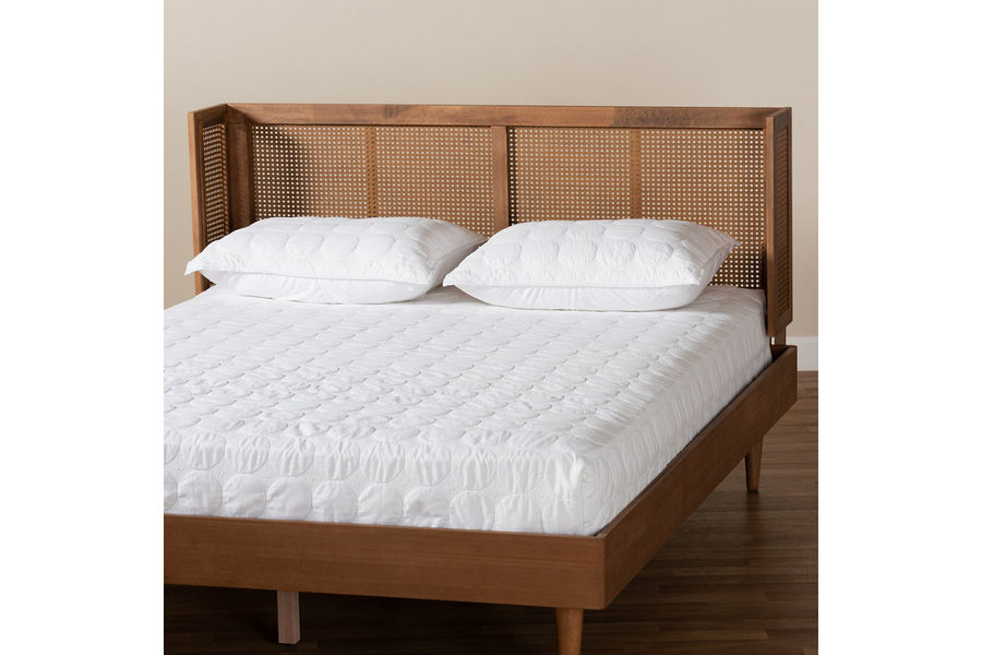 Baxton Studio Rina Mid-Century Rattan King Wrap-Around Headboard | Ashley added by Ekta Doshi