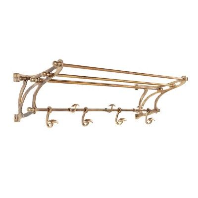 24" x 6" Modern Finish Aluminum Wall Hook Shelf Brass - Olivia & May added by Hannah Bloom