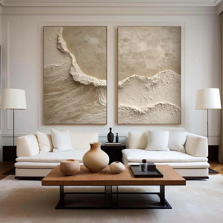 Beige & Brown Textured Minimalist Wall Art Set of 2 #BM028 added by Hannah McKernan