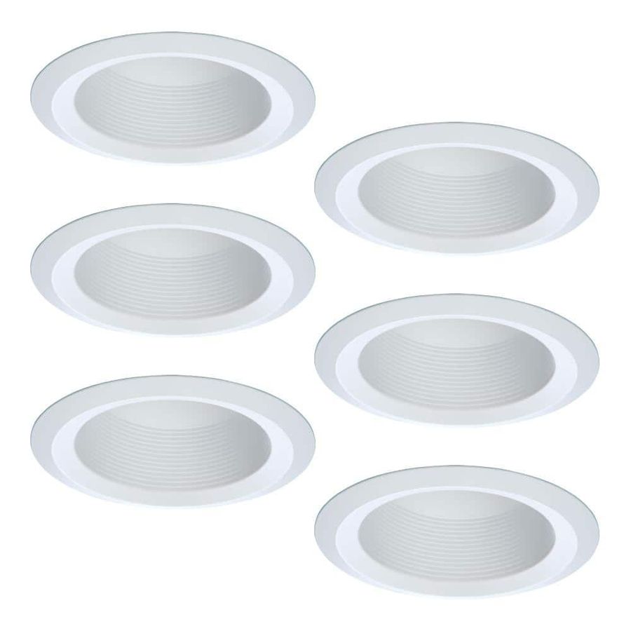 Halo E26 6 in. White Recessed Lighting Full Cone Baffle with Self Flanged White Trim Ring (6-Pack) 6125WB-6PK - The Home Depot added by Jack Handy
