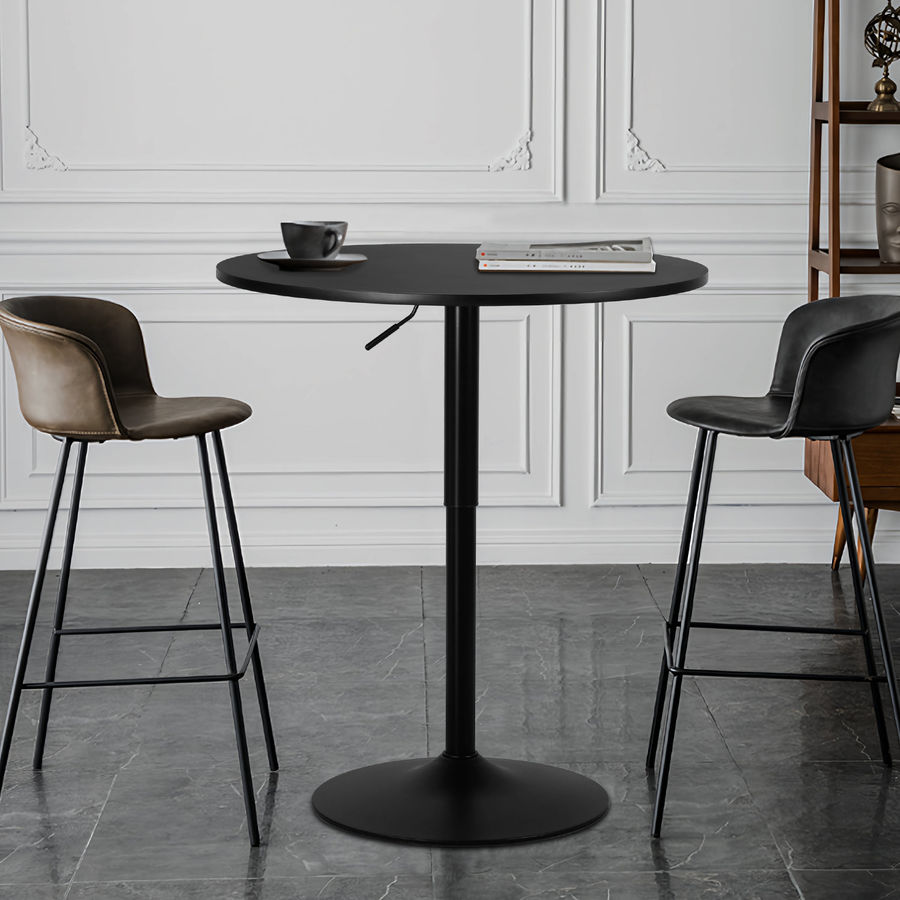 Ebern Designs Round Pub Dining Table Height Adjustable With Wooden Tabletop Home Bar & Reviews | Wayfair added by Kelly Semerene