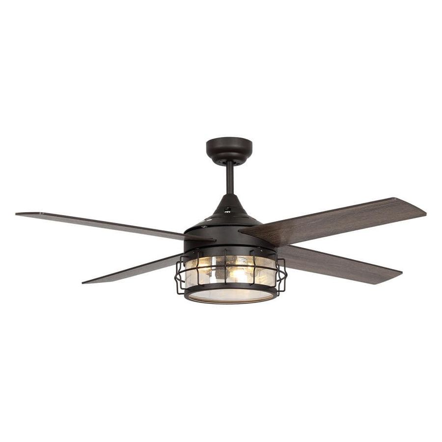 Parrot Uncle 52 in. Industrial Oil Rubbed Bronze Glass Ceiling Fan with Light Kit and Remote Control F6225ORB110V - The Home Depot added by Sherez Mohamed
