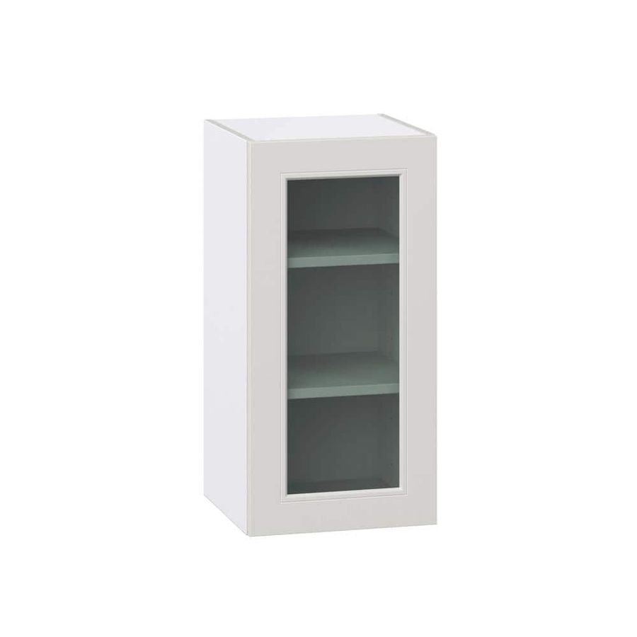 J COLLECTION Littleton Painted 15 in. W x 30 in. H x 14 in. D in Gray Shaker Assembled Wall Kitchen Cabinet with Glass Door DSWG1530(L/R)-LT - The Home Depot added by stefany alves