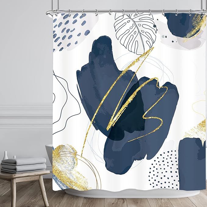 Navy blue and gold shower curtain  added by Stephanie Mora