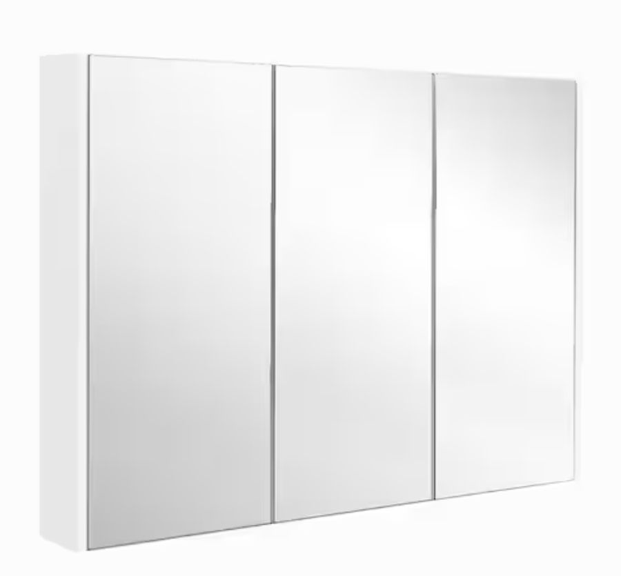 FORCLOVER 3-Door 36 in. W x 25.5 in. H Rectangular White MDF Steel Recessed or Surface Mount Medicine Cabinet with Mirror HYFE-67577 added by Tokina Yamamoto