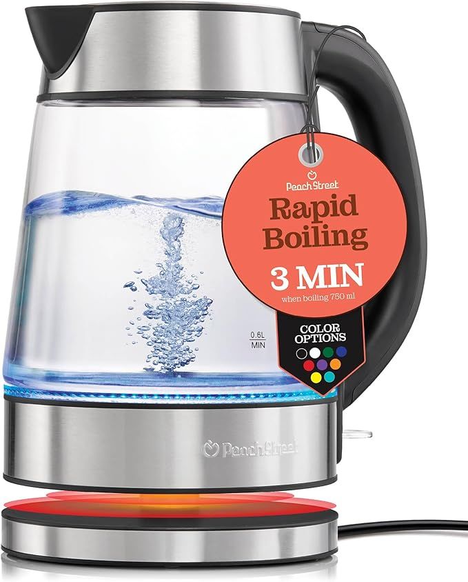 Speed-Boil Electric Kettle For Coffee & Tea - 1.7L Water Boiler 1500W, Borosilicate Glass, Easy Clean Wide Opening, Auto Shut-Off, Cool Touch Handle, LED Light. 360° Rotation, Boil Dry Protection added by Joyela Valentine