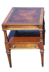 1960s Weiman Heirloom Tiered Mahogany and Tooled Leather Top Side Tables Pair added by Jaclyn Joslin