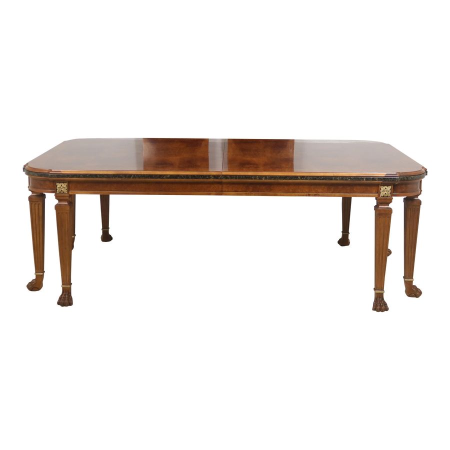 Henredon Walnut Regency Dining Room Table W. Marble added by Hayley Gale