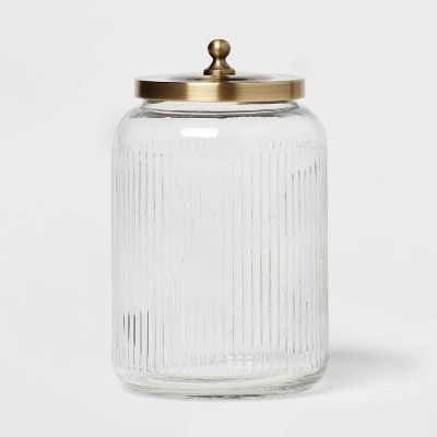 Large Bath Glass Canister Brass - Threshold™ added by Mary Alice Gajo