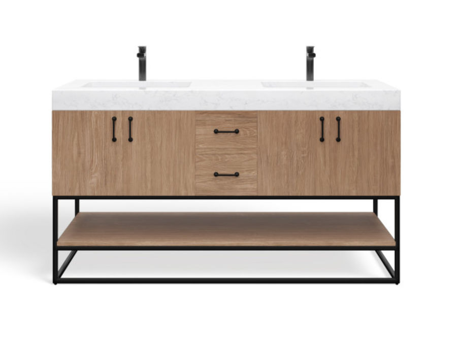 Bahia Bath Vanity, Oak, 60", Matte Black Hardware, Double Freestanding added by Kate Lynn Nemett