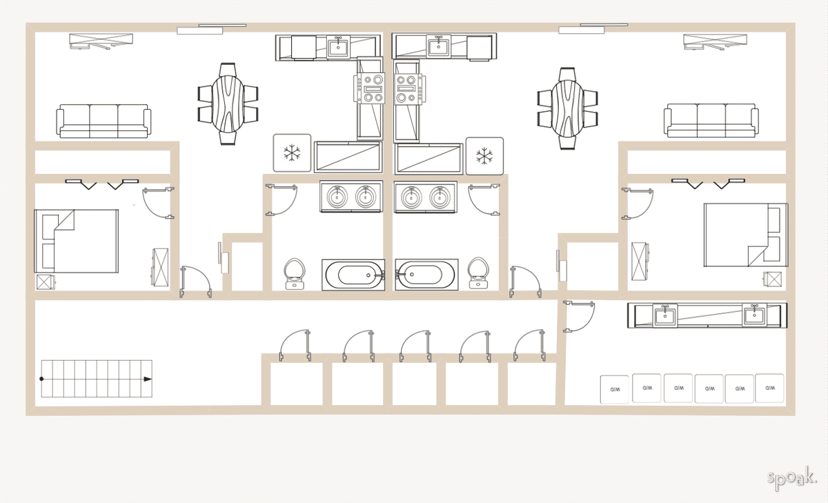 Multi story apartment layouts and floor plan ideas.