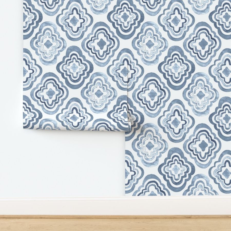 Hand Painted Watercolor Moroccan - Grey Wallpaper | Spoonflower added by Jenni Winter
