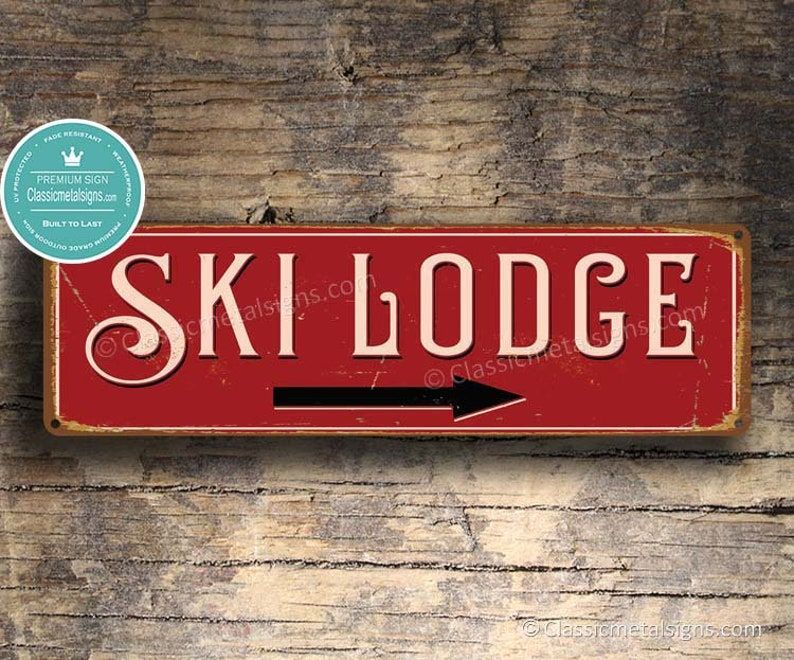 SKI LODGE SIGN, Ski Lodge Signs, Vintage Style Ski Lodge Sign, Ski Signs, Skier Signs, Ski Decor, Directional Ski Lodge Sign, Ski, Red Sign - Etsy added by Missy Langley