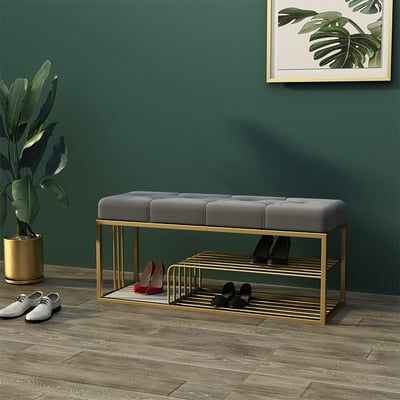 Velvet Upholstered Entryway Bench with Storage Bed Bench in Gray-Homary added by Spoak Member