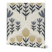 Toulouse (yellow and blue) Wallpaper | Spoonflower added by Ruthann R