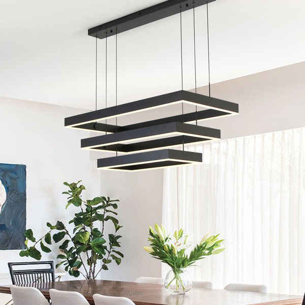 Anjeliett 3 - Light Dimmable LED Square / Rectangle Chandelier Kitchen Island Staircase added by Sandy Schargel Interiors