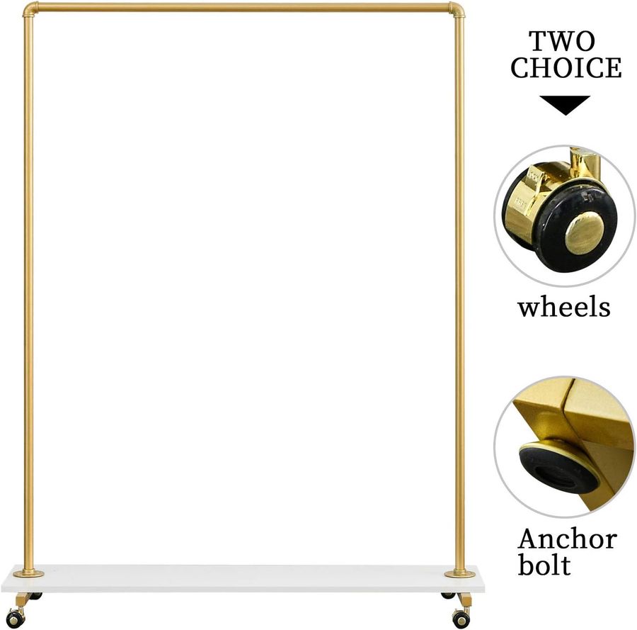 BOSURU Gold Pipe Clothing Racks with Shelves Freestanding Clothes Display Racks for Boutiques Gold Clothes Rack 47" L added by Nevine Amer