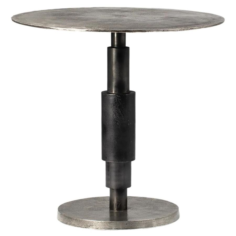 Cyrus Industrial Grey Aluminum Black Pedestal Round Bistro Dining Table - 30"W added by Carley-Beth Castro