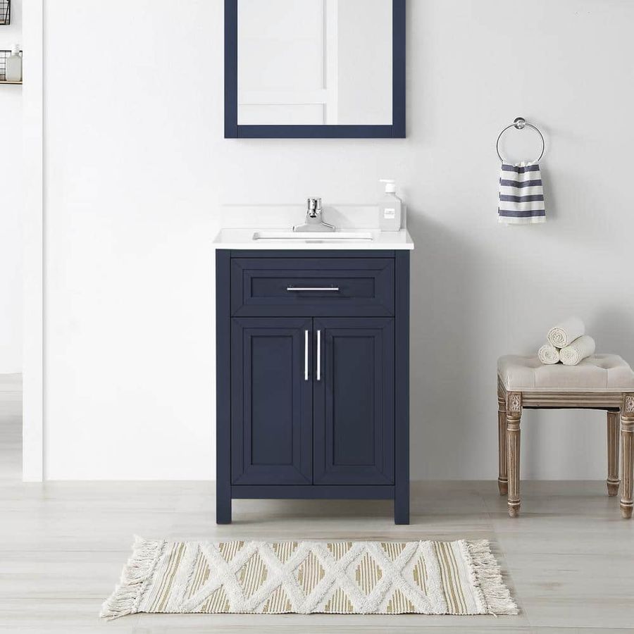 Home Decorators Collection Beaufort 24 in. Single Sink Midnight Blue Bath Vanity with White Engineered Stone Top (Assembled) Beaufort 24MB - The Home Depot added by Jennifer Norris