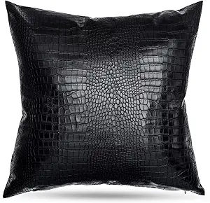 Black Crocodile Skin Thick Soft Faux Leather Pillow Cover, 18x18 Inches Crocodile Throw Pillow Case Farmhouse Decor Minimalist Accent Decorative Sofa Cushion Thick & Soft Covers added by Iya Abraham