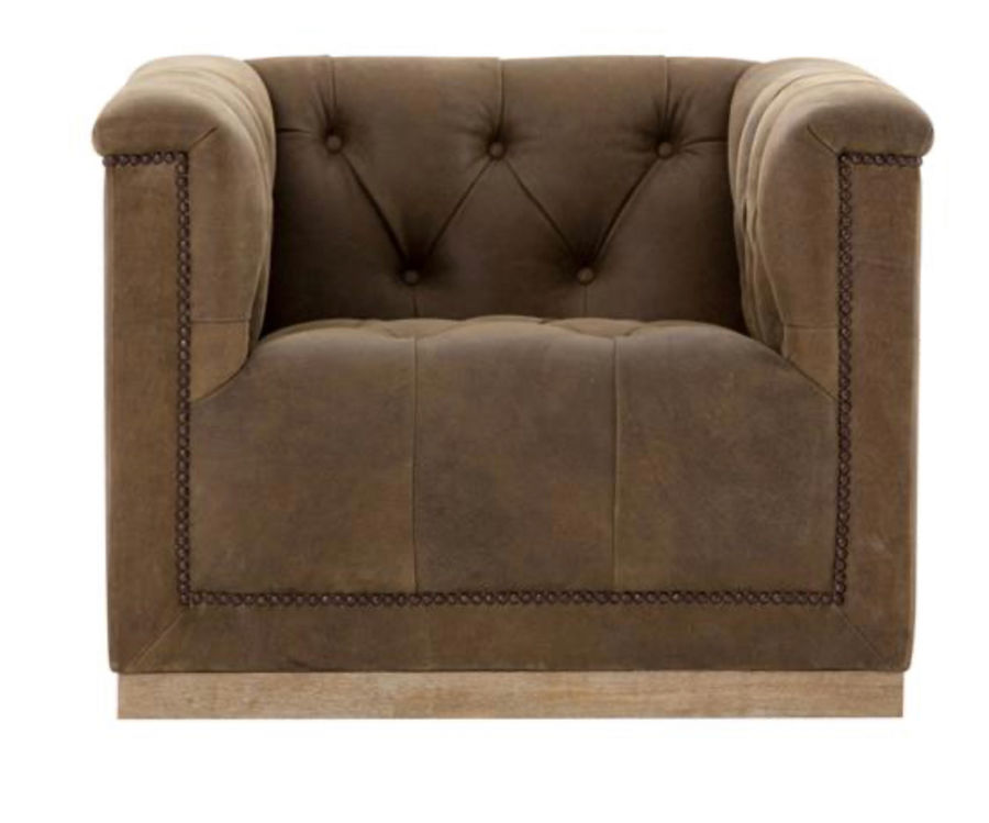 Emmy Rustic Lodge Tufted Brown Leather Swivel Arm Chair added by Morgan Hatch