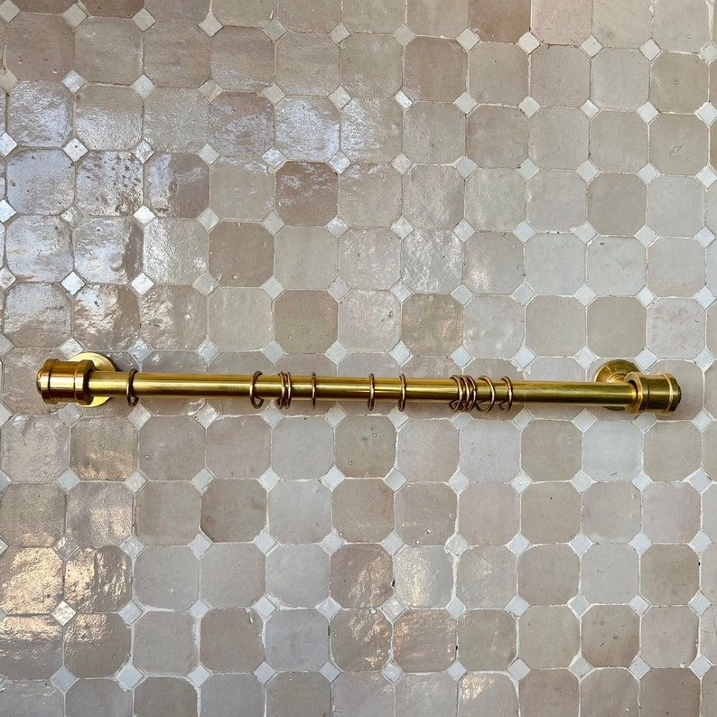 Unlacquered Brass Curtain Rod With Curtain Rings - Brass Curtain Rail  added by Alicia Locher