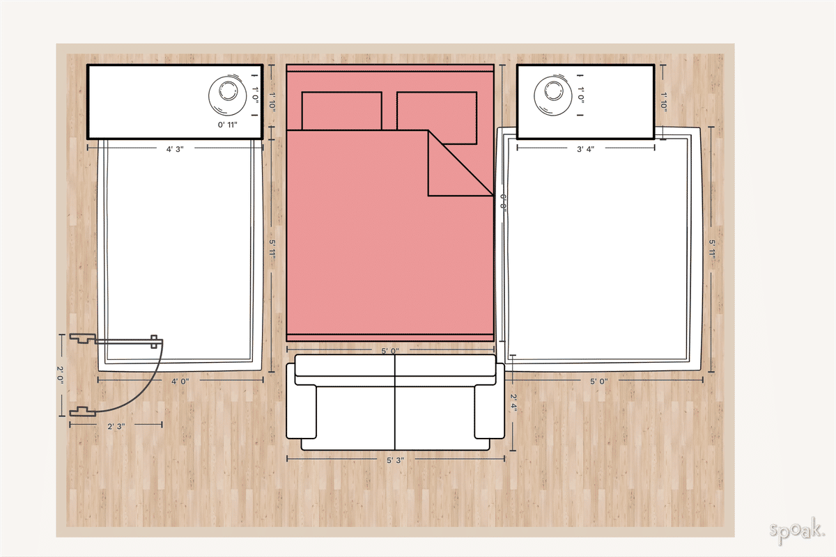 Primary Bedroom Plan designed by Baylen Phillips