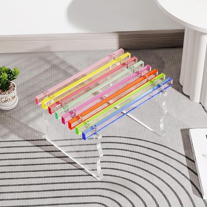 TOMTREE Rainbow-Colored Acrylic Step Stools for Adults and Kids: 400-lb Capacity, Sturdy and Easy-to-Assemble for Bedroom, Kitchen, and Bathroom added by Sarah Jackson