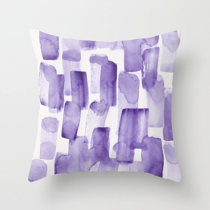 Purple Watercolour Patterns | 190129 Abstract Art Watercolour Throw Pillow by valourine added by Ashley Genard