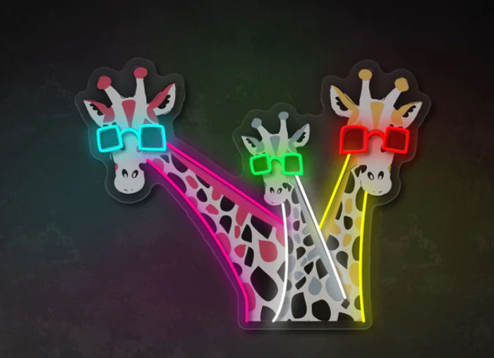 "Funny Giraffes With Sunglasses" UV Print LED Neon Sign added by Hannah McKernan
