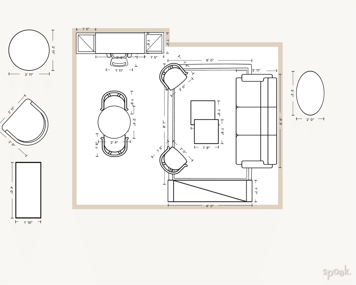 Living + Dining Room Floor Plan designed by Joangela Nouel
