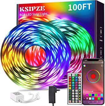 KSIPZE 100ft Led Strip Lights (2 Rolls of 50ft) RGB Music Sync Color Changing,Bluetooth Led Lights with Smart App Control Remote,Led Lights for Bedroom Room Lighting Flexible Home Decor added by Taylor King