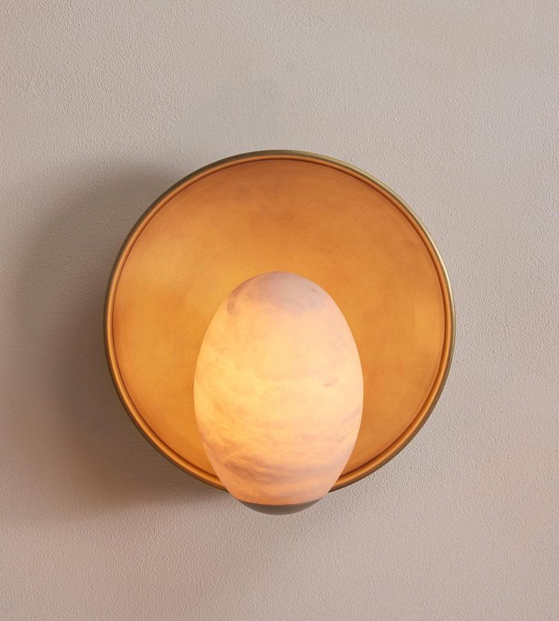 Avena Wall Light, Alabaster Globe added by erika grossman