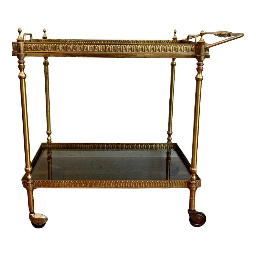 Neoclassical Brass Bar Cart with Removable Tray added by Kate Lynn Nemett