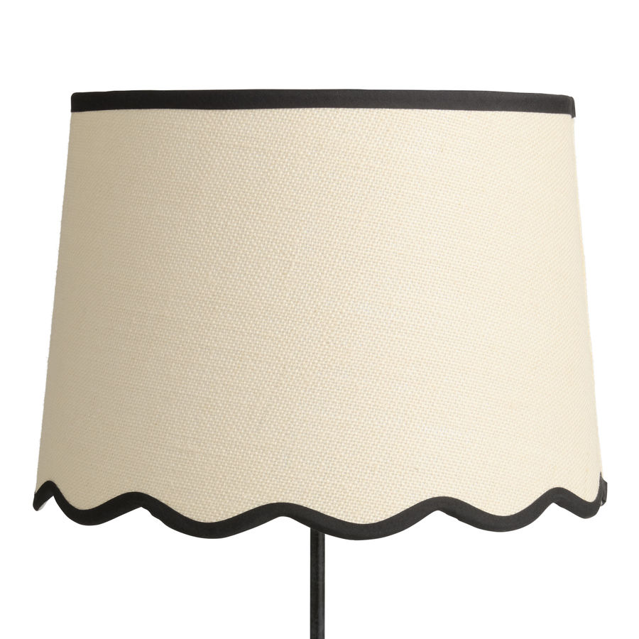 Textured Oatmeal and Black Trim Linen Wavy Table Lamp Shade - World Market added by Jamie Moon