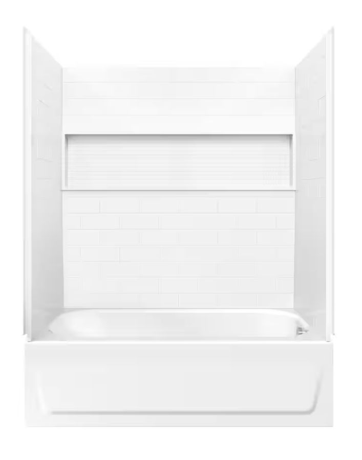 Aloha NexTile 30 in. x 60 in. x 74.5 in. Standard Fit Alcove Bath and Shower Kit with Right-Hand Drain in White added by Jesse Coleman