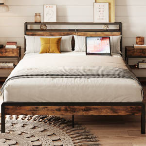 Bed Frame with 2-Tier Storage Headboard and Power Outlets added by sallie tyler