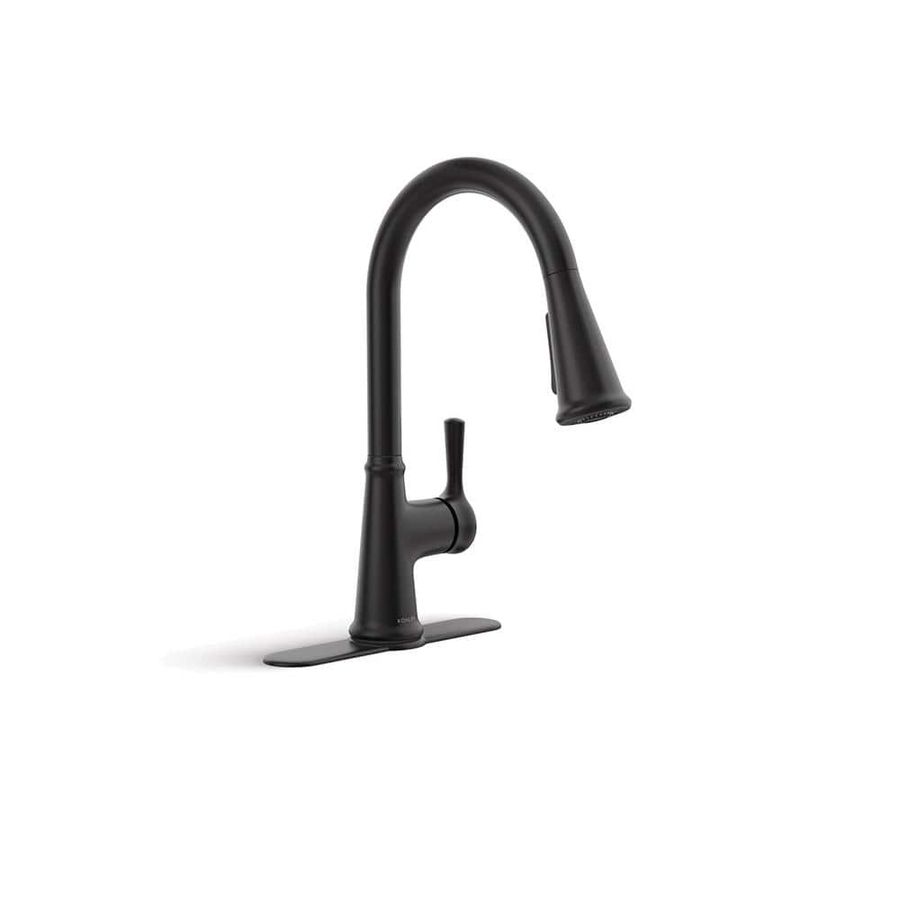 KOHLER Tyne Single-Handle Pull-Down Sprayer Kitchen Faucet in Matte Black K-R21415-BL - The Home Depot added by Jillian Palmer