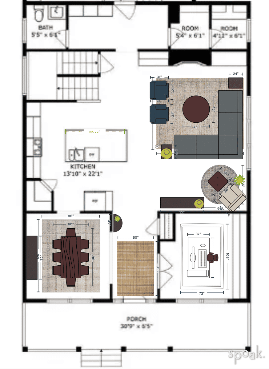 Living + Dining Room Plan designed by Christina Johnson