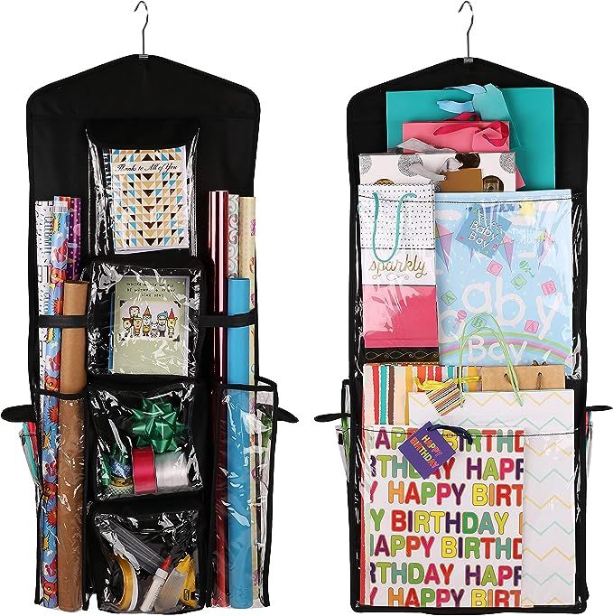 Regal Bazaar Double-Sided Hanging Gift Bag and Gift Wrap Organizer (Black) added by Rescued Room Design