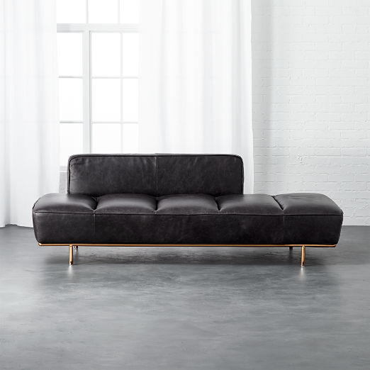 CB2 Lawndale Black Leather Daybed with Brass Base | Seeded added by Meg He