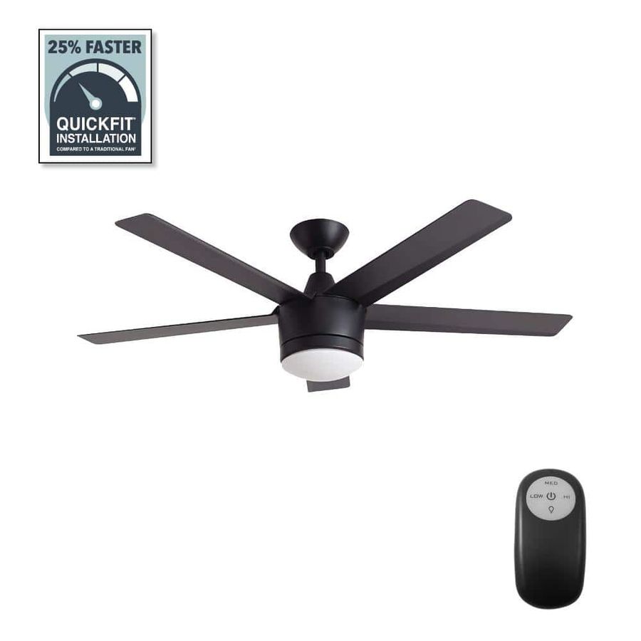 Home Decorators Collection Merwry 52 in. Integrated LED Indoor Matte Black Ceiling Fan with Light Kit and Remote Control SW1422MBK - The Home Depot added by Lisa Tancredi