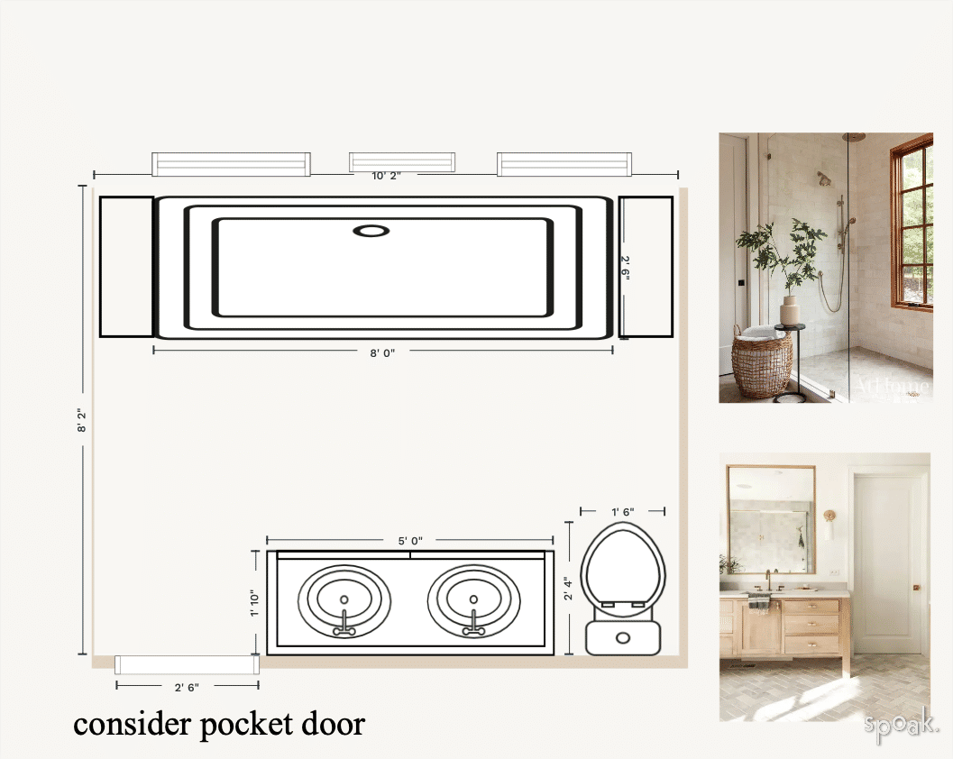Square Bathroom Floor Plan designed by Stephanie Northrop