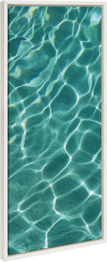 Kate and Laurel Sylvie Pool Days Framed Canvas Wall Art by Rachel Bolgov, 18x40 White, Light Coastal Underwater Pool Days Wall Decor Artwork added by Sarah Jackson