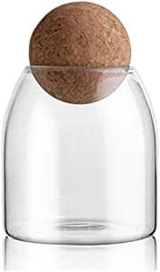 MOLFUJ 550ML/18Oz Glass Storage Container with Ball Cork, Cute Decorative Organizer Bottle Canister Jar with Air Tight Wood Lid for Food, Coffee, Candy, Bathroom Apothecary Cotton Swab Qtip Holder added by Chelsea Alysa