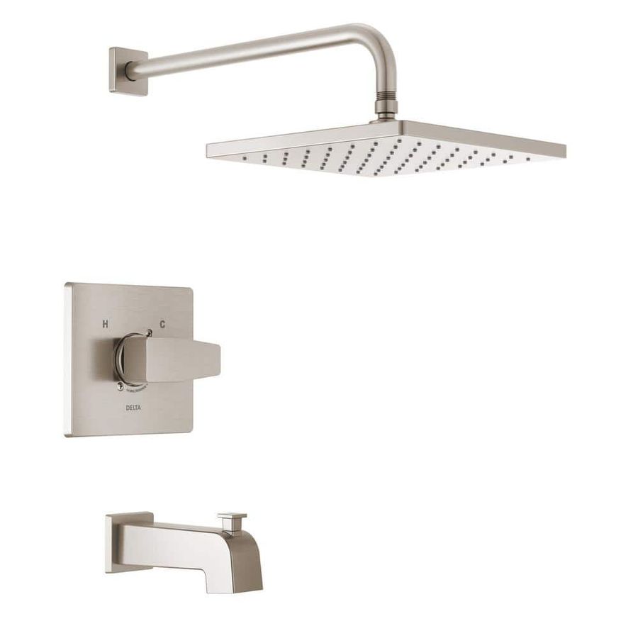 Delta Modern 1-Handle Wall Mount Tub and Shower Trim Kit in Spotshield Brushed Nickel (Valve Not Included) T14468-SP-PP - The Home Depot added by KH Design Concepts