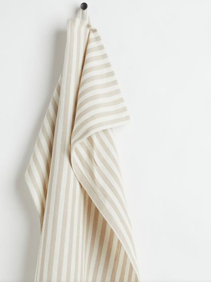Striped Tea Towel - Light beige - Home All | H&M US added by Chelsea Alysa