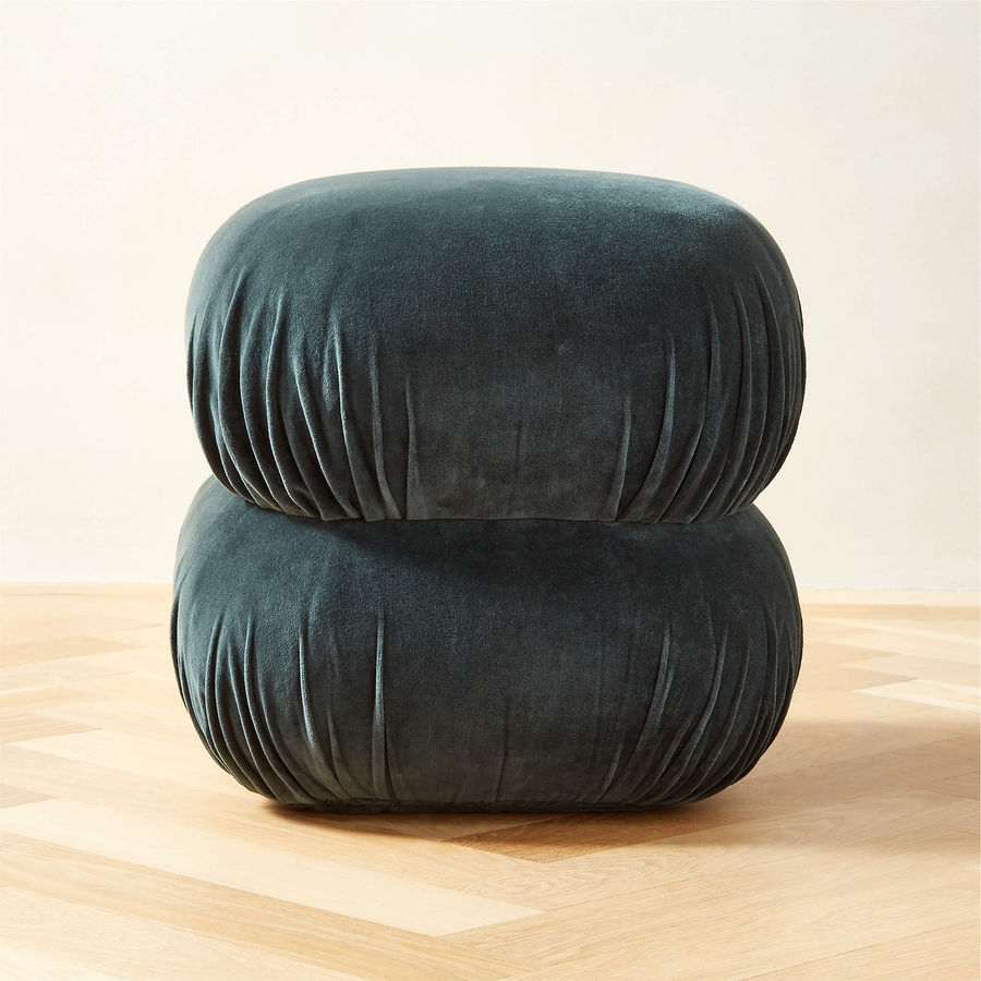 Ruched Dark Beige Velvet Pouf  added by Taylor Bell