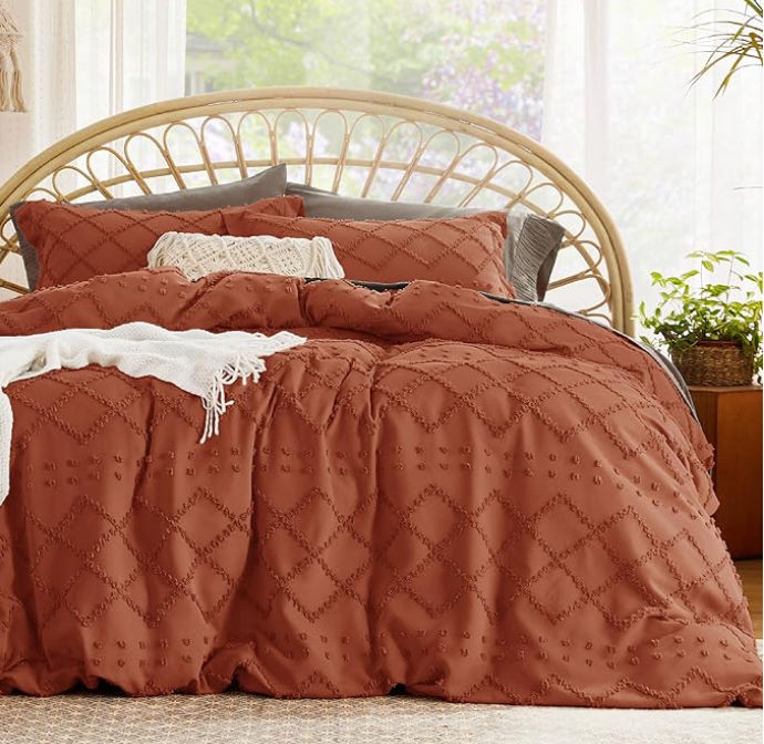 edsure Boho Duvet Cover Queen - Boho Bedding, Tufted Queen Duvet Cover for All Seasons, 3 Pieces Embroidery Shabby Chic Home Bedding Duvet Cover (Terracotta, Queen, 90x90) added by Lauren Gisriel