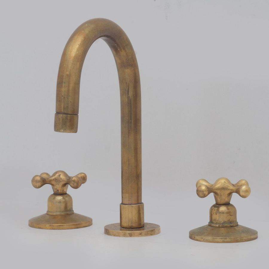 Widespread 3 Holes Solid Unlacquered Brass Faucet, Deck Mount Vanity Sink Faucet, Antique Brass Bathroom Faucet added by Kristina Blackford